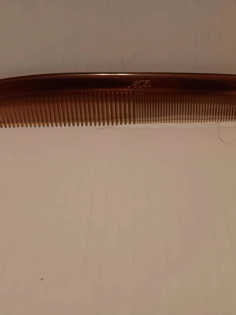 Vintage ACE Hair Plastic Comb Brown Used Clean Standard